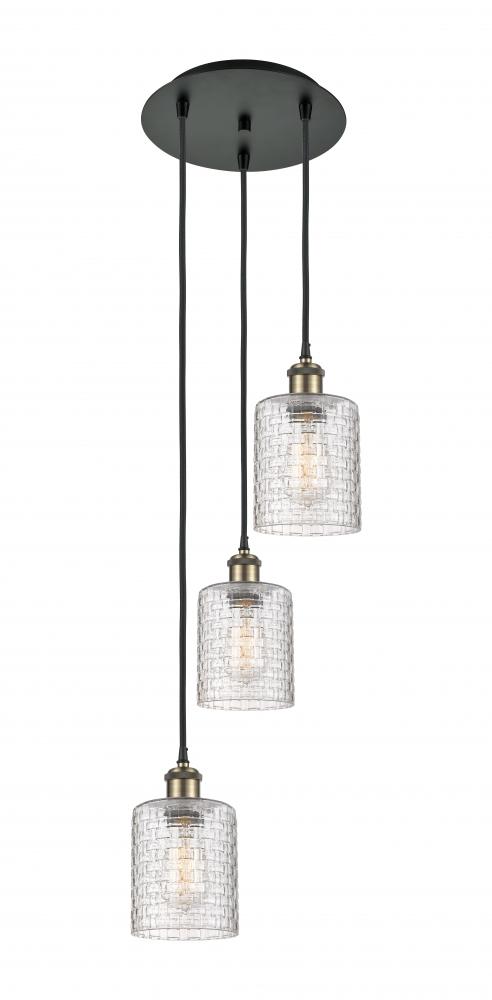 Cobbleskill - 3 Light - 12 inch - Black Antique Brass - Cord Hung - Multi Pendant