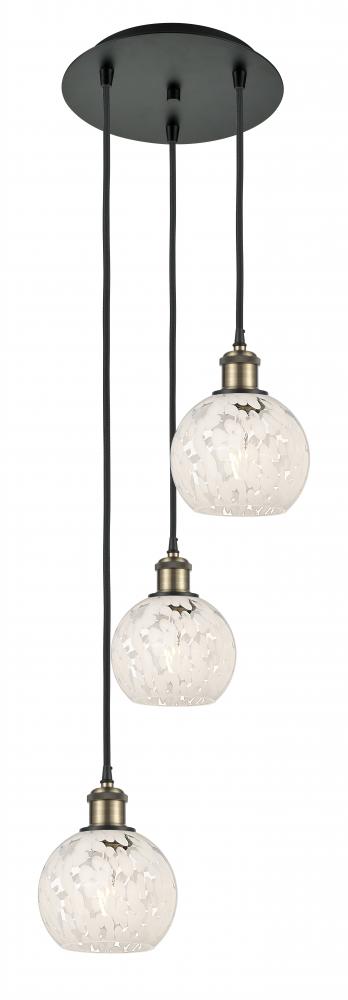 White Mouchette - 3 Light - 13 inch - Black Antique Brass - Cord Hung - Multi Pendant