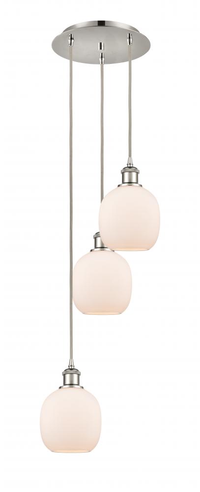 Belfast - 3 Light - 13 inch - Polished Nickel - Cord Hung - Multi Pendant