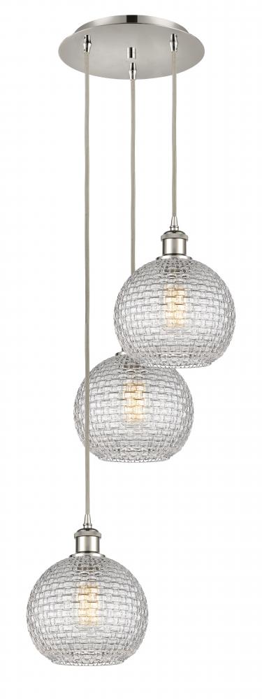 Athens - 3 Light - 15 inch - Polished Nickel - Cord Hung - Multi Pendant