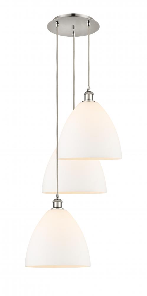 Bristol - 3 Light - 19 inch - Polished Nickel - Cord Hung - Multi Pendant