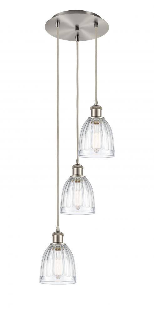 Brookfield - 3 Light - 12 inch - Brushed Satin Nickel - Cord Hung - Multi Pendant