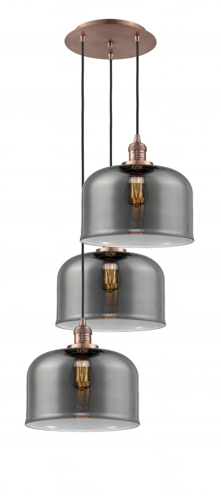 Cone - 3 Light - 18 inch - Antique Copper - Cord hung - Multi Pendant