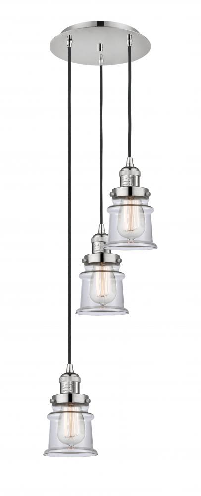 Canton - 3 Light - 12 inch - Polished Nickel - Cord hung - Multi Pendant