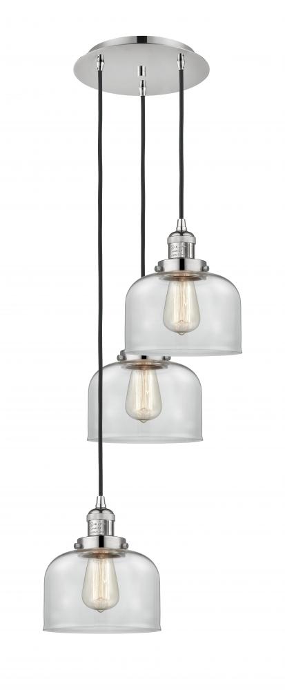 Cone - 3 Light - 14 inch - Polished Nickel - Cord hung - Multi Pendant