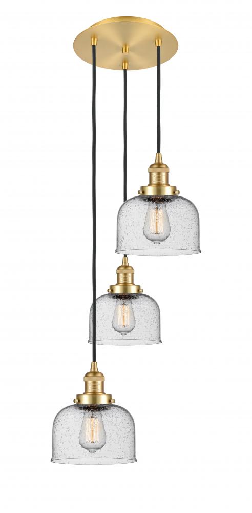 Cone - 3 Light - 14 inch - Satin Gold - Cord hung - Multi Pendant