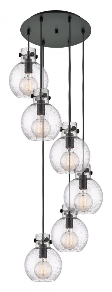 Newton Sphere - 6 Light - 19 inch - Matte Black - Cord hung - Multi Pendant