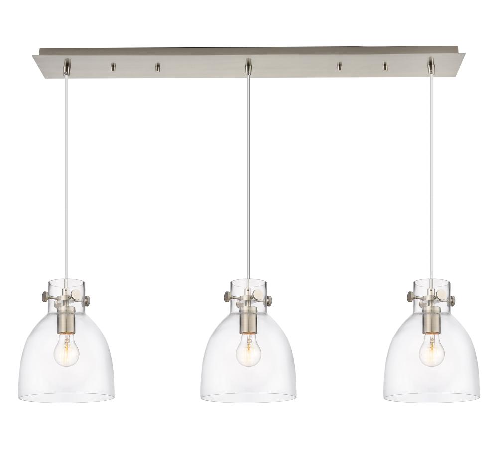 Newton Bell - 3 Light - 40 inch - Brushed Satin Nickel - Linear Pendant