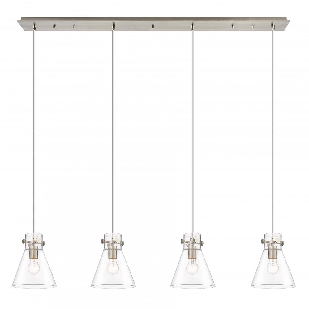 Newton Cone - 4 Light - 52 inch - Brushed Satin Nickel - Linear Pendant