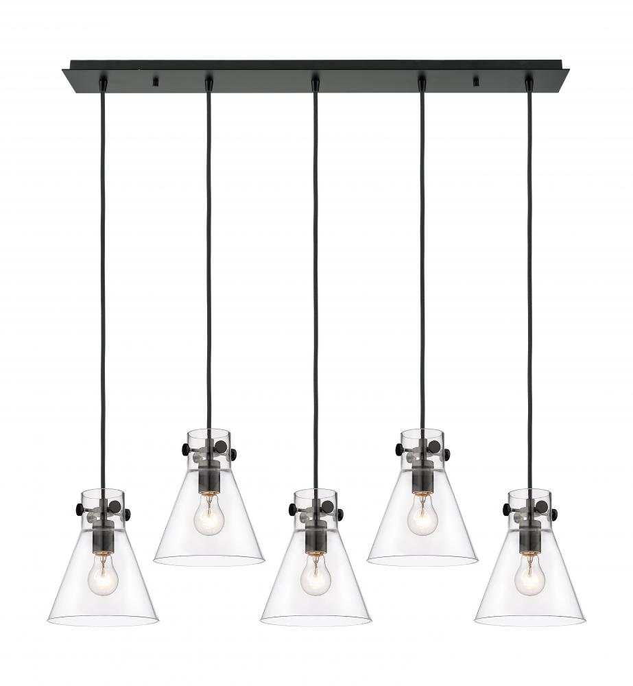 Newton Cone - 5 Light - 40 inch - Matte Black - Linear Pendant