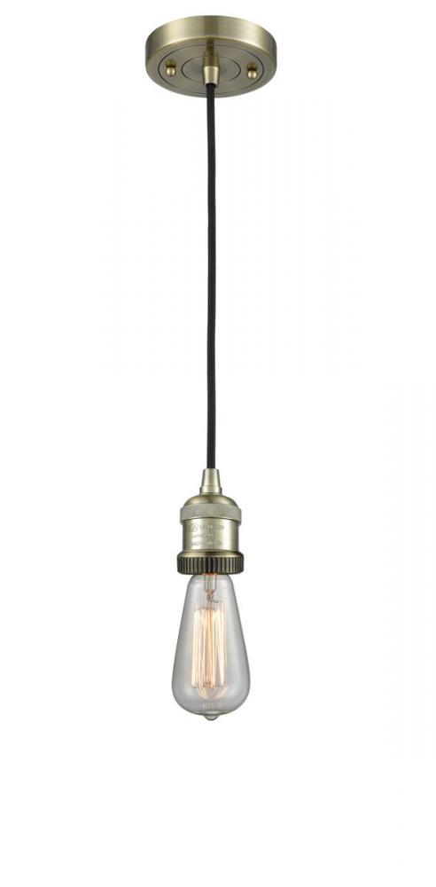 Bare Bulb - 1 Light - 3 inch - Antique Brass - Cord hung - Mini Pendant