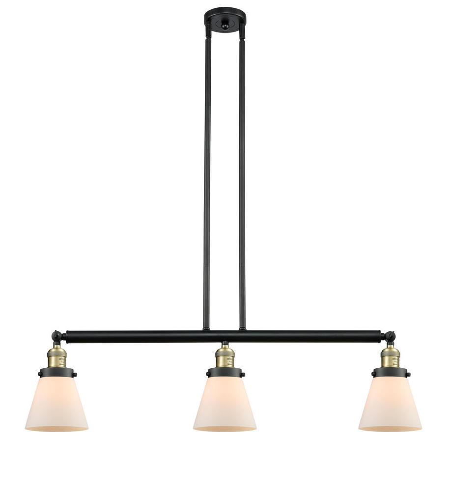 Cone - 3 Light - 39 inch - Black Antique Brass - Stem Hung - Island Light