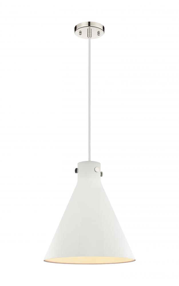 Newton Cone - 1 Light - 16 inch - Polished Nickel - Cord hung - Pendant