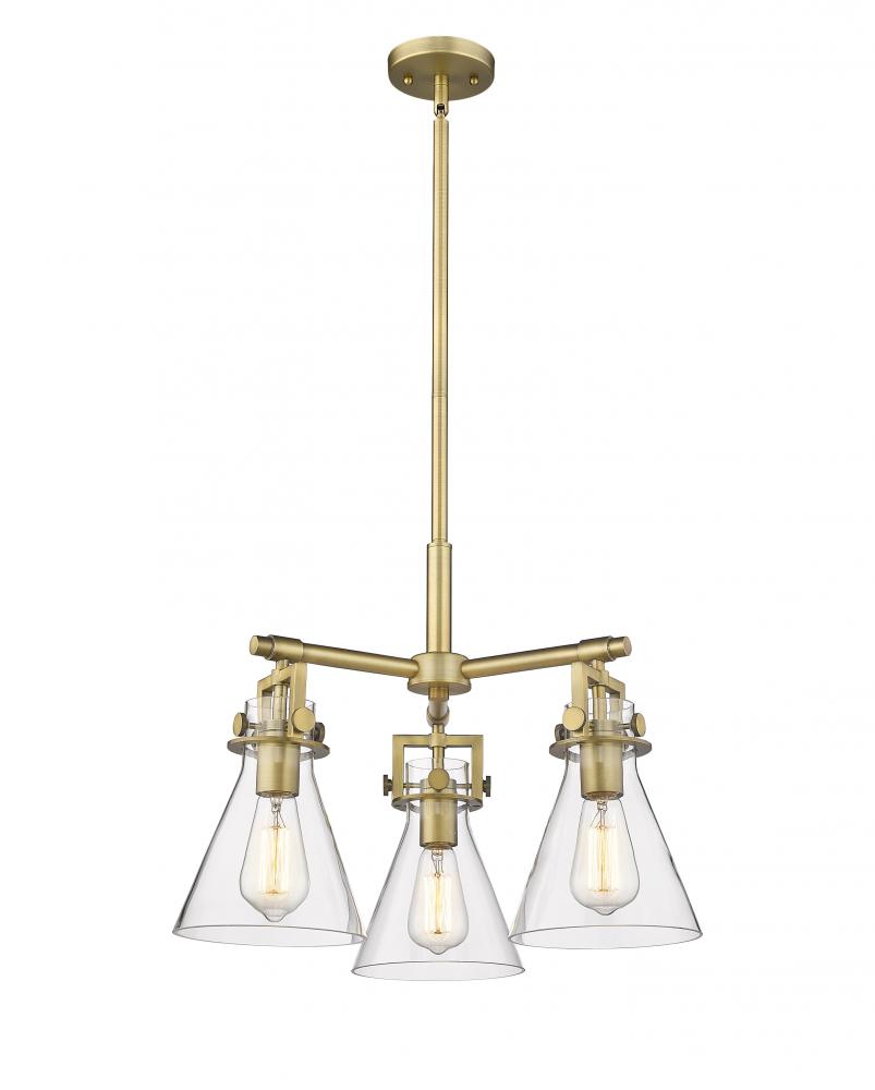 Newton Cone - 3 Light - 21 inch - Brushed Brass - Pendant