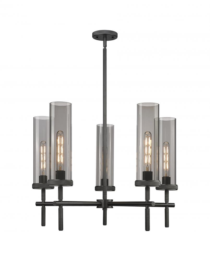 Lincoln - 5 Light - 27 inch - Matte Black - Chandelier