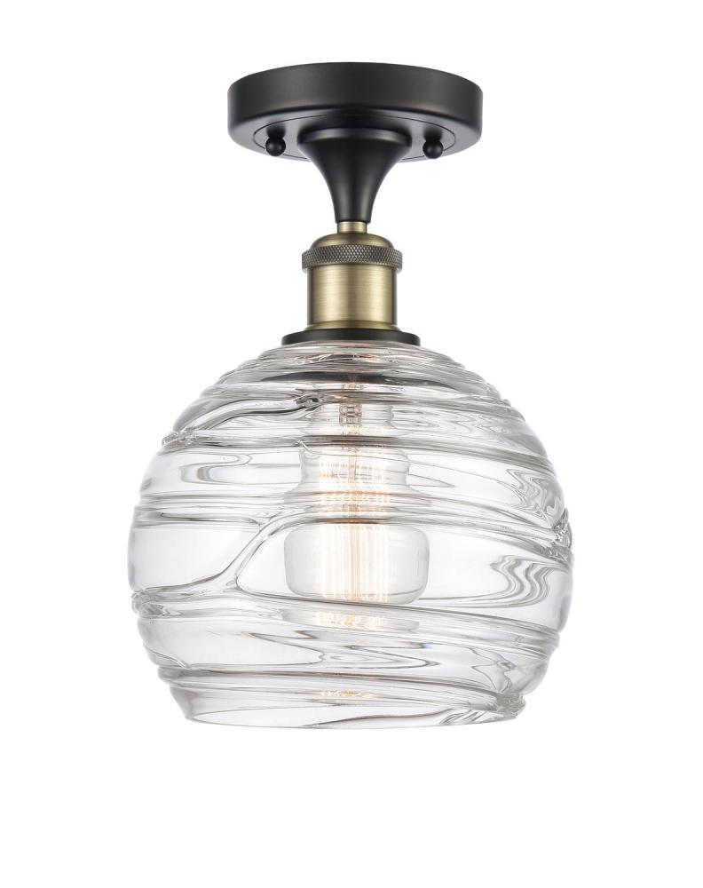 Athens Deco Swirl - 1 Light - 8 inch - Black Antique Brass - Semi-Flush Mount