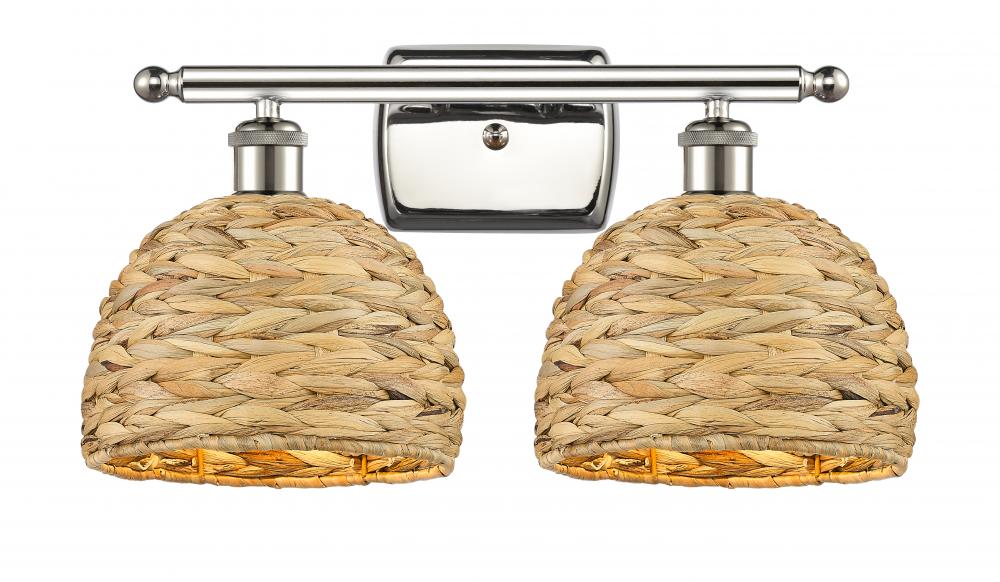 Woven Rattan - 2 Light - 18 inch - Polished Nickel - Bath Vanity Light