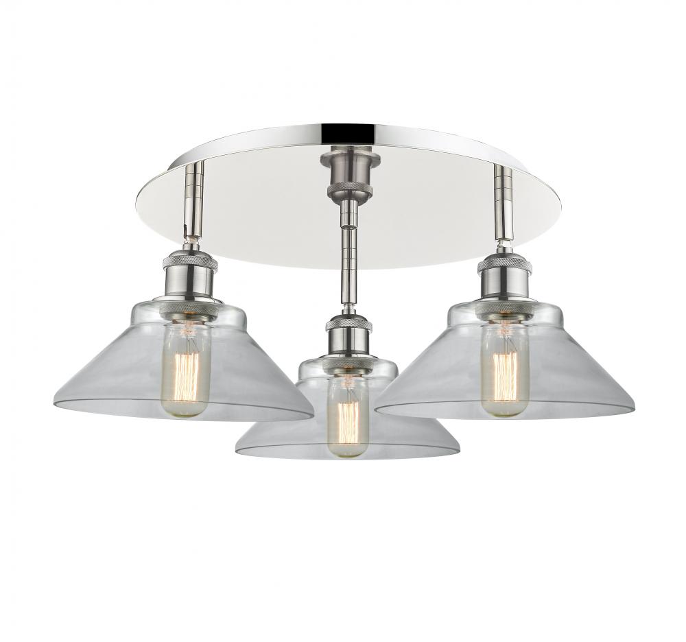 Orwell - 3 Light - 20 inch - Polished Nickel - Flush Mount