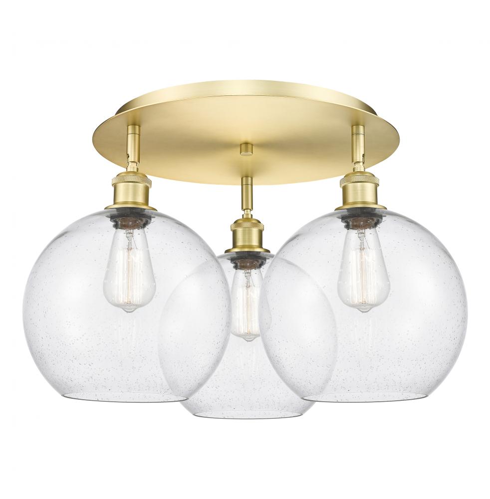 Athens - 3 Light - 22 inch - Satin Gold - Flush Mount