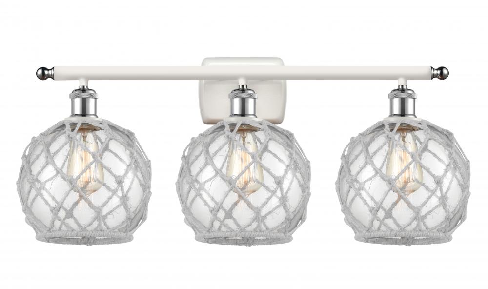 Farmhouse Rope - 3 Light - 28 inch - White Polished Chrome - Bath Vanity Light