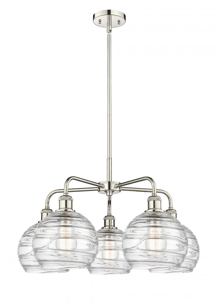 Athens Deco Swirl - 5 Light - 26 inch - Polished Nickel - Chandelier