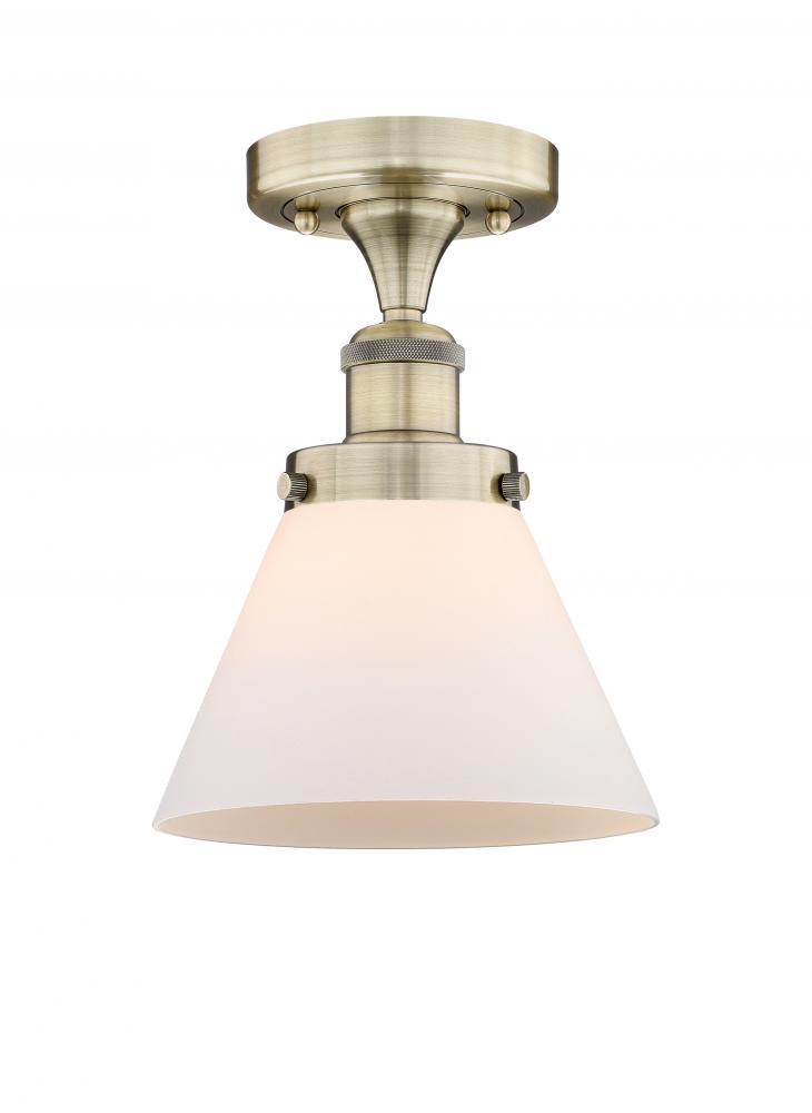 Cone - 1 Light - 8 inch - Antique Brass - Semi-Flush Mount