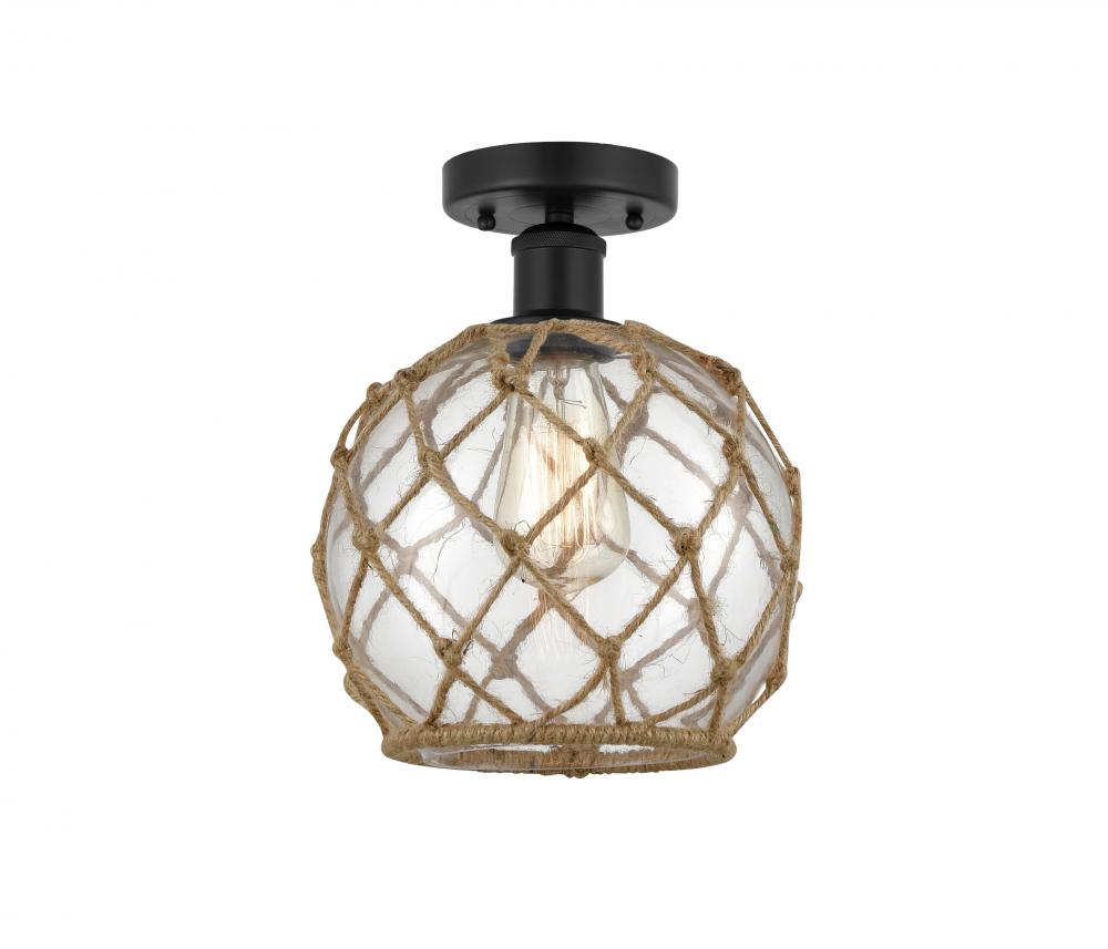 Farmhouse Rope - 1 Light - 8 inch - Matte Black - Semi-Flush Mount