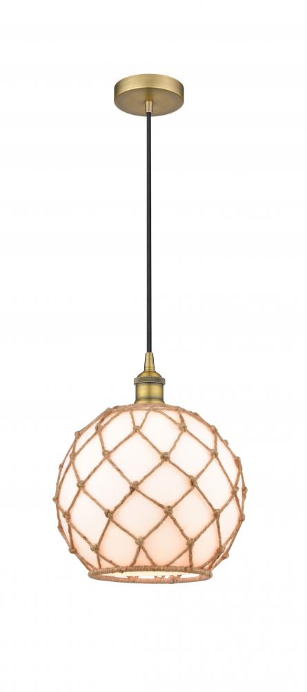 Farmhouse Rope - 1 Light - 10 inch - Brushed Brass - Cord hung - Mini Pendant