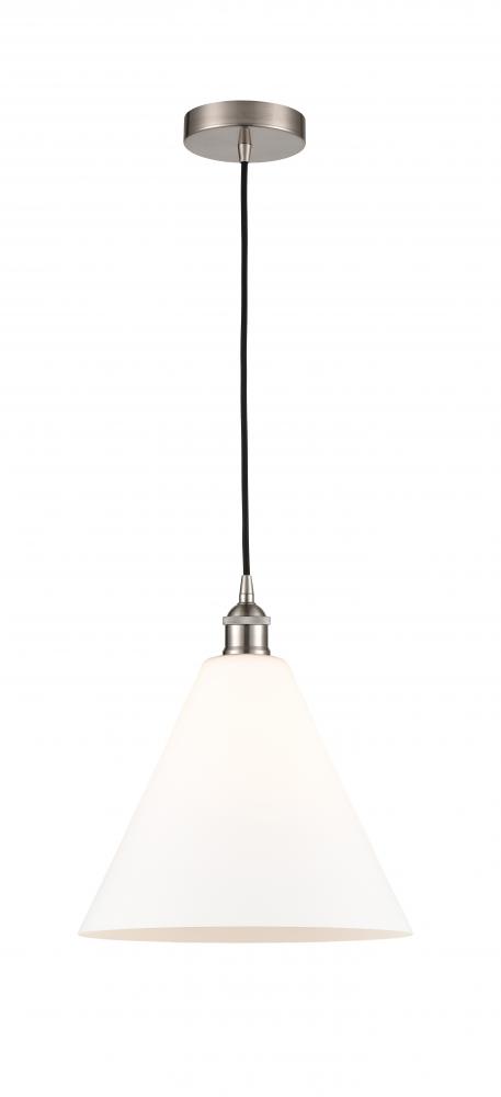 Berkshire - 1 Light - 12 inch - Brushed Satin Nickel - Cord hung - Mini Pendant