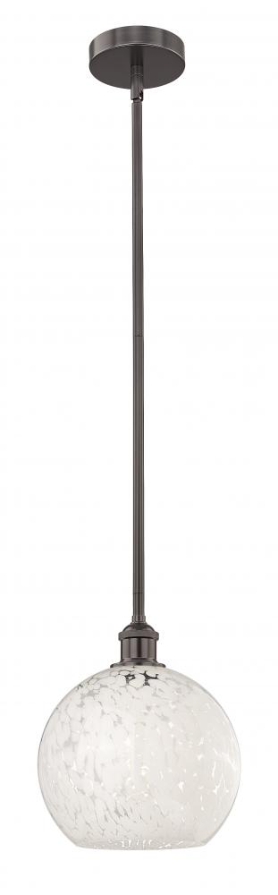 White Mouchette - 1 Light - 10 inch - Oil Rubbed Bronze - Stem Hung - Mini Pendant