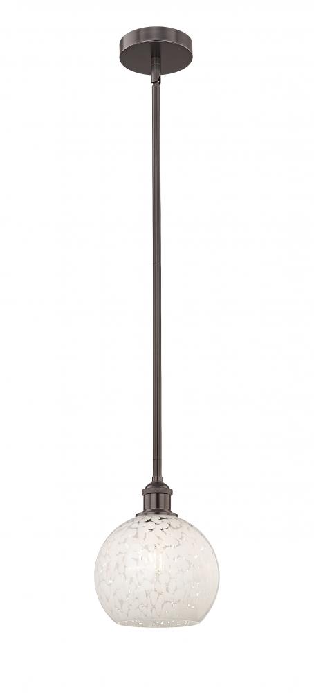 White Mouchette - 1 Light - 8 inch - Oil Rubbed Bronze - Stem Hung - Mini Pendant