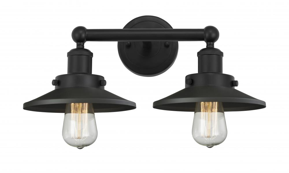 Railroad - 2 Light - 17 inch - Matte Black - Bath Vanity Light