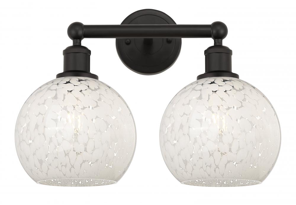 White Mouchette - 2 Light - 17 inch - Oil Rubbed Bronze - Bath Vanity Light