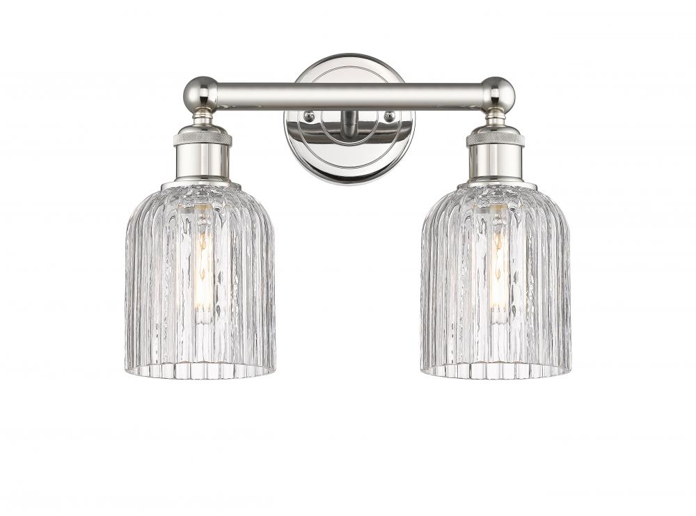 Bridal Veil - 2 Light - 14 inch - Polished Nickel - Bath Vanity Light