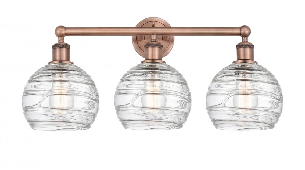 Athens Deco Swirl - 3 Light - 26 inch - Antique Copper - Bath Vanity Light