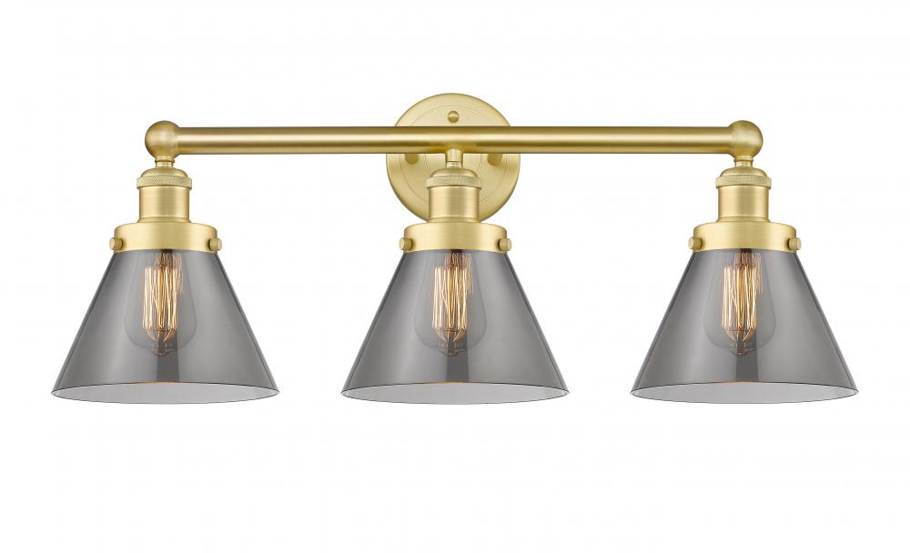 Cone - 3 Light - 26 inch - Satin Gold - Bath Vanity Light