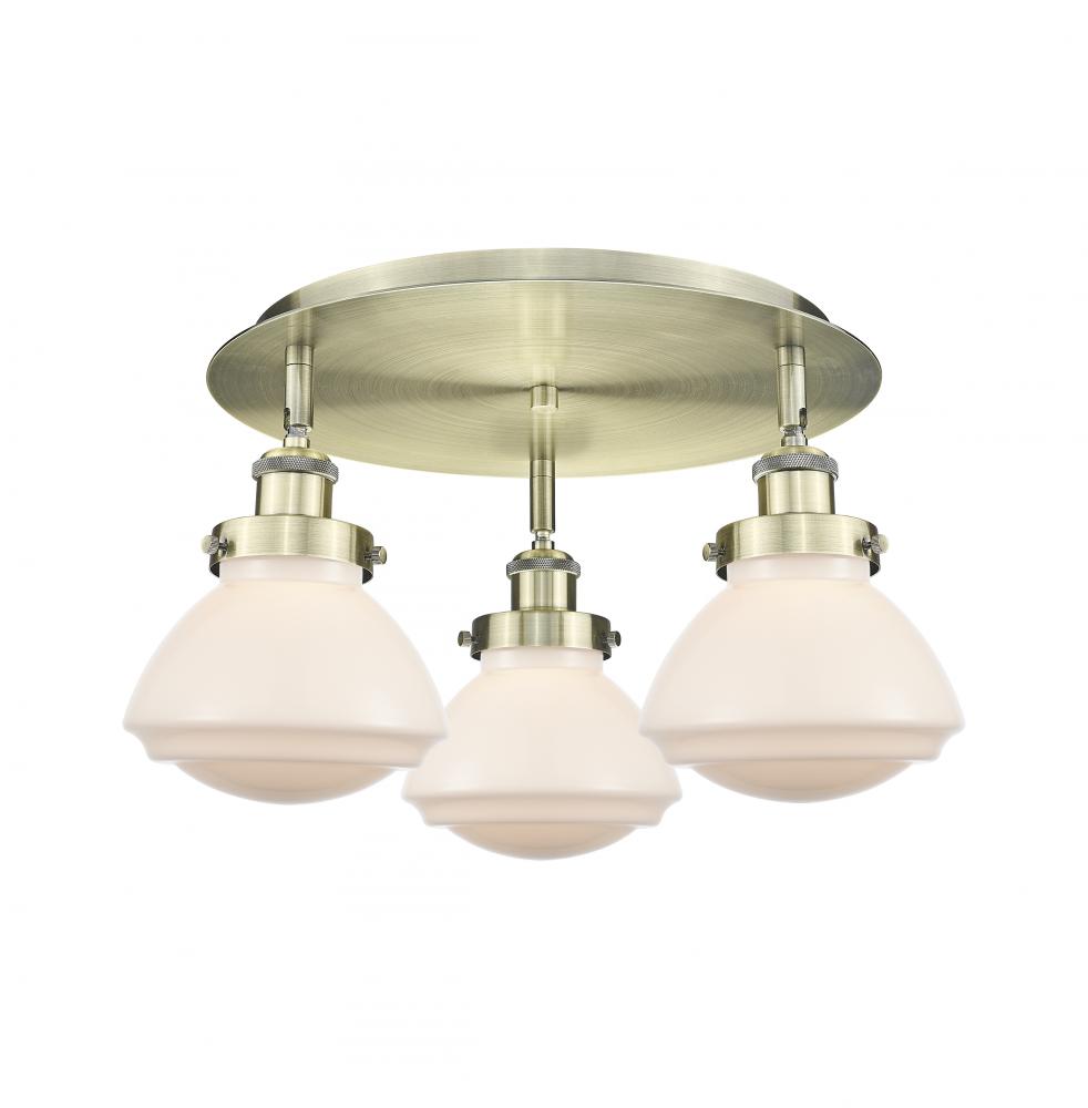 Olean - 3 Light - 19 inch - Antique Brass - Flush Mount