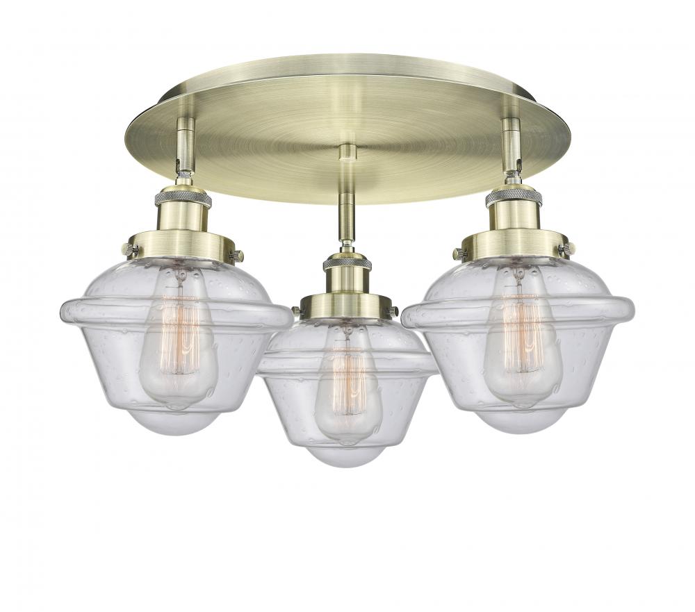 Oxford - 3 Light - 19 inch - Antique Brass - Flush Mount