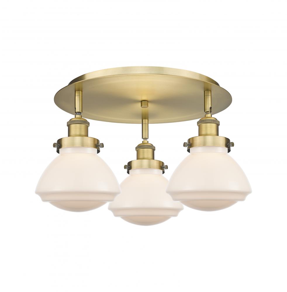 Olean - 3 Light - 19 inch - Brushed Brass - Flush Mount