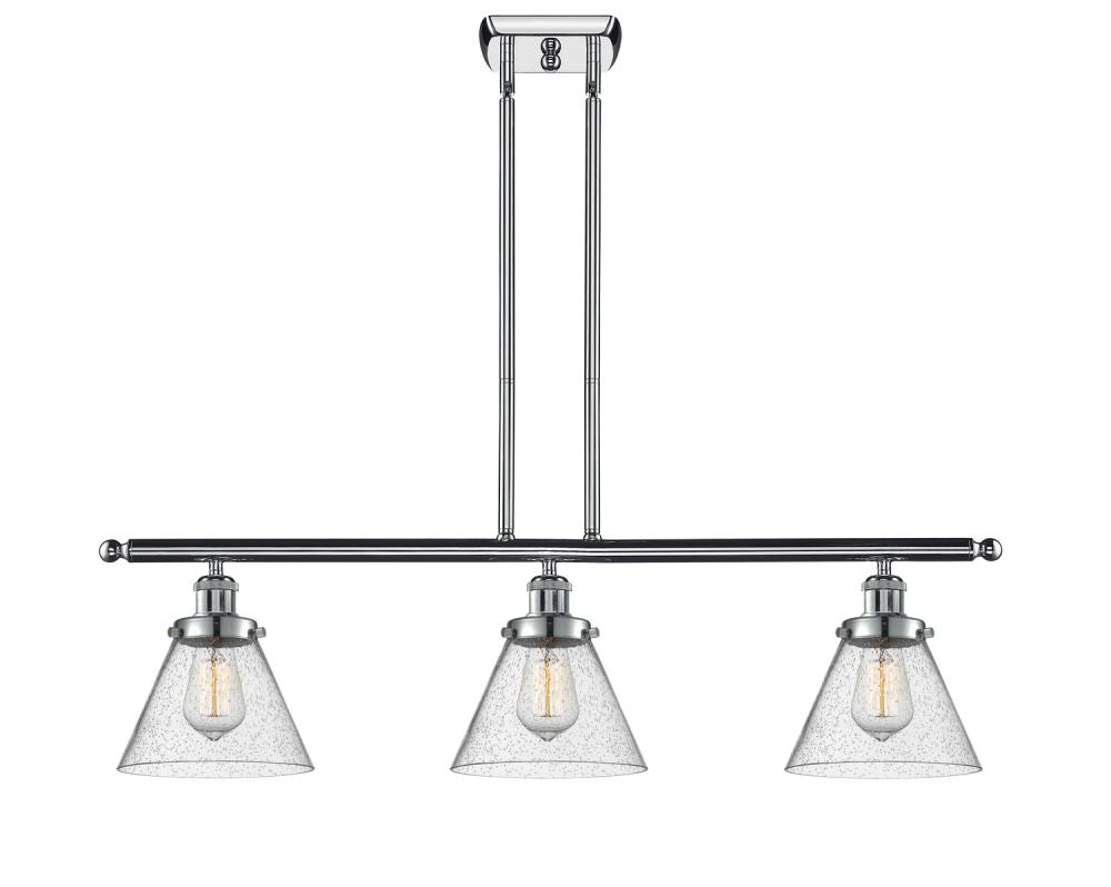 Cone - 3 Light - 36 inch - Polished Chrome - Stem Hung - Island Light