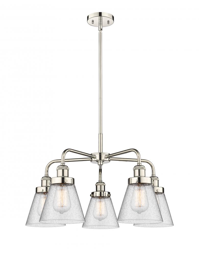 Cone - 5 Light - 25 inch - Polished Nickel - Chandelier