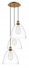 Innovations Lighting 113B-3P-BB-GBD-122 - Bristol - 3 Light - 19 inch - Brushed Brass - Cord Hung - Multi Pendant