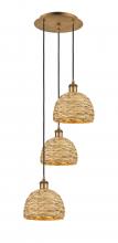 Innovations Lighting 113B-3P-BB-RBD-8-NAT - Woven Rattan - 3 Light - 15 inch - Brushed Brass - Cord hung - Multi Pendant