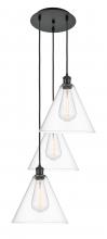 Innovations Lighting 113B-3P-BK-GBC-122 - Berkshire - 3 Light - 19 inch - Matte Black - Cord Hung - Multi Pendant