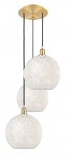 Innovations Lighting 113B-3P-SG-G1216-12WM - White Mouchette - 3 Light - 19 inch - Satin Gold - Cord Hung - Multi Pendant