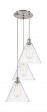 Innovations Lighting 113B-3P-SN-GBC-122 - Berkshire - 3 Light - 19 inch - Brushed Satin Nickel - Cord Hung - Multi Pendant