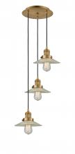 Innovations Lighting 113F-3P-BB-G2 - Halophane - 3 Light - 16 inch - Brushed Brass - Cord hung - Multi Pendant