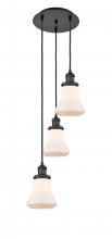 Innovations Lighting 113F-3P-BK-G191 - Bellmont - 3 Light - 13 inch - Matte Black - Cord hung - Multi Pendant