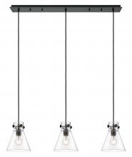 Innovations Lighting 123-410-1PS-BK-G411-8CL - Newton Cone - 3 Light - 40 inch - Matte Black - Linear Pendant