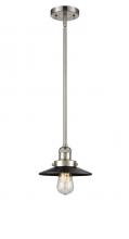 Innovations Lighting 201S-SN-M6-BK - Railroad - 1 Light - 8 inch - Brushed Satin Nickel - Stem Hung - Mini Pendant